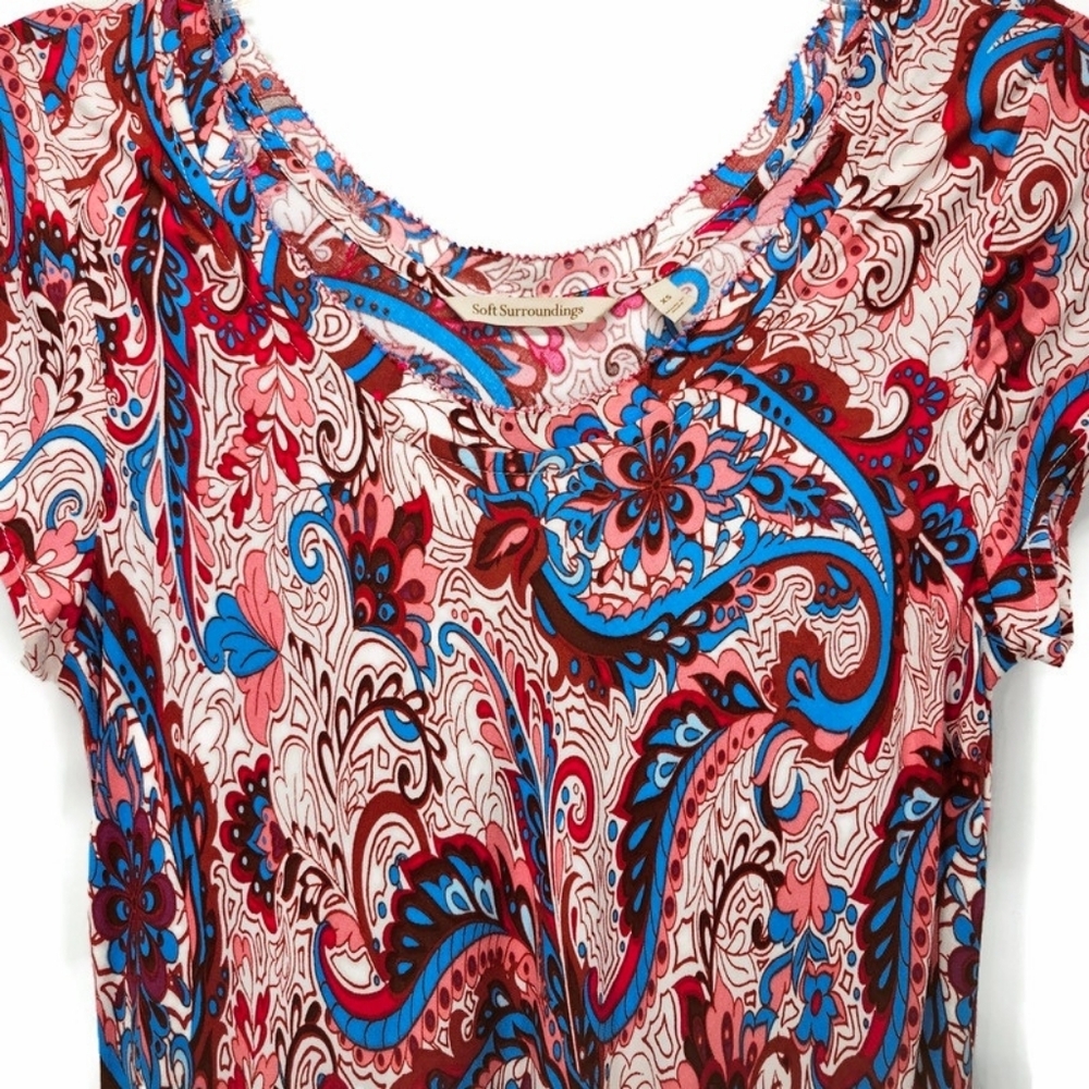 Soft Surroundings Kara Fit & Flare Flowy Pleated Floral Paisley Midi-Maxi Dress - Picture 11 of 16
